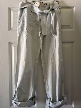 J. Crew Grey Buttery Twill Cargo Pants Chinos with Sash Belt